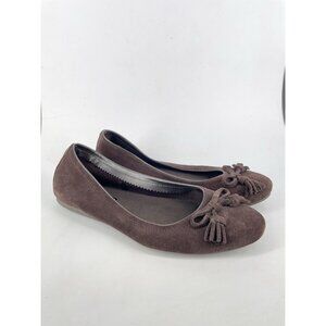 Crocs Lina Bow Suede Brown Chocolate Womens Comfort Flats Shoes 8.5 NWOT